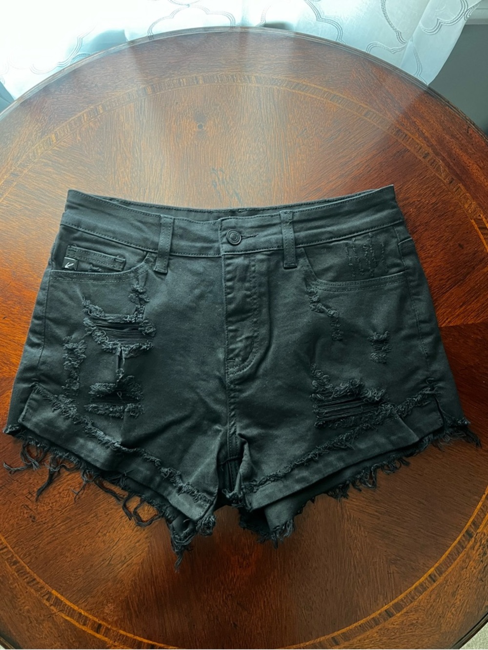 KanCan Black Shorts with Fringe Hem, Size 27